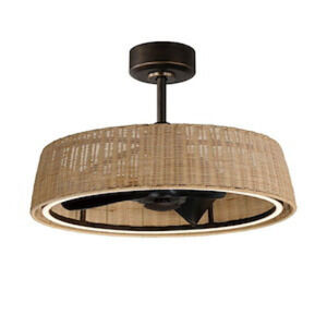 Maxim Tulum Natural Wicker Rattan LED Smart Fandelier 22" 61012NADBZ New in Box